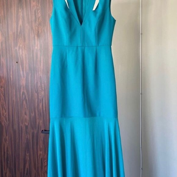 BCBG MAXAZRIA Teal Mermaid Fitted Gown chic boho - Picture 3 of 9